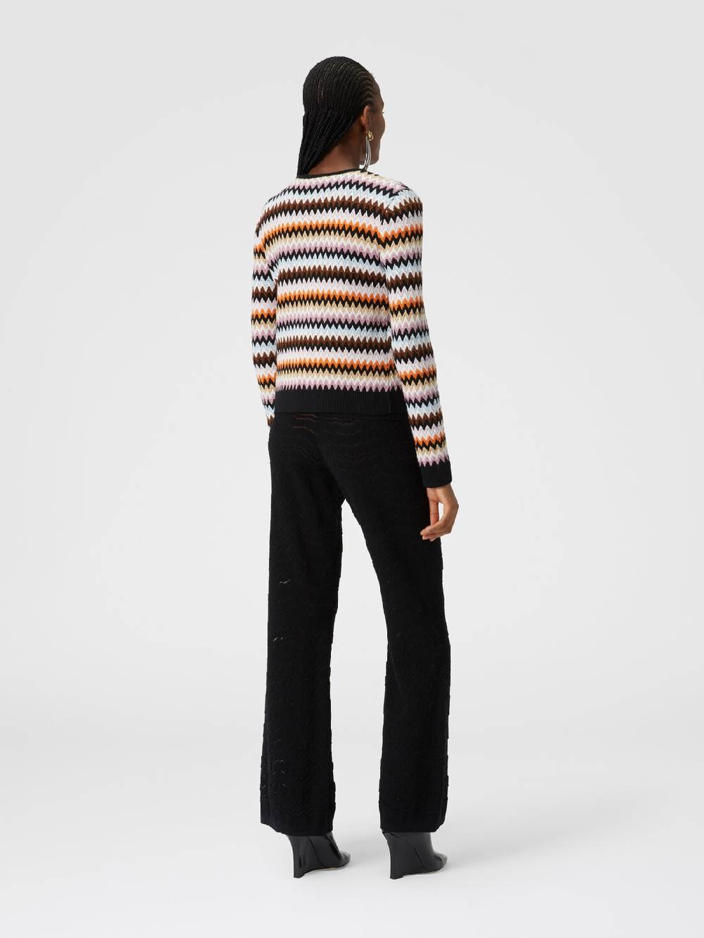 M Missoni Cardigan in lana zig zag con profili a contrasto Ultimi tre giorni