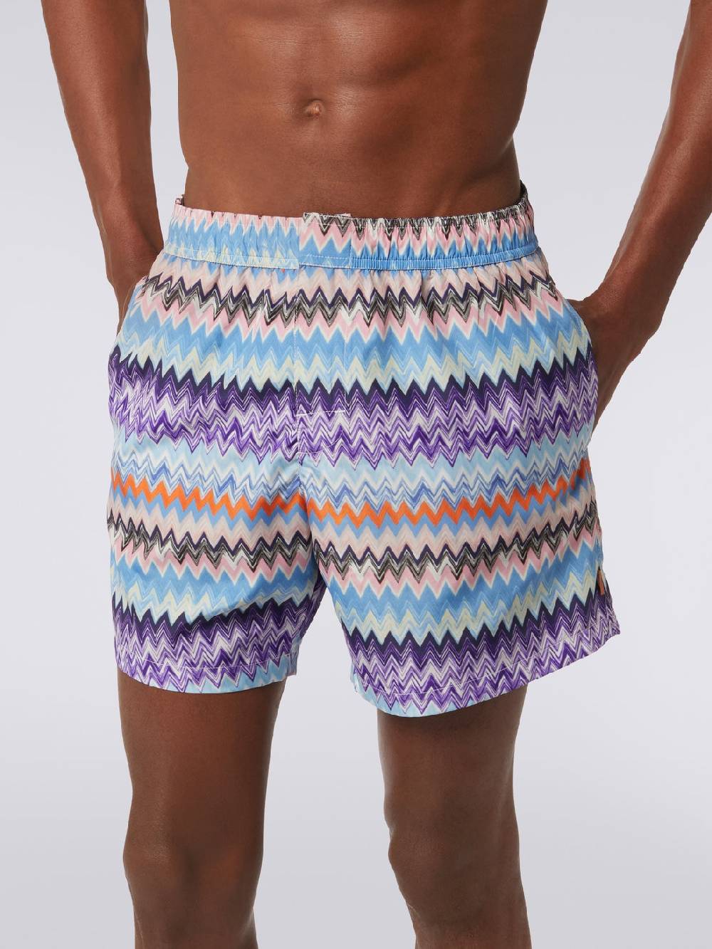 M Missoni Boxer mare in tessuto tecnico stampa chevron Ultimi due giorni