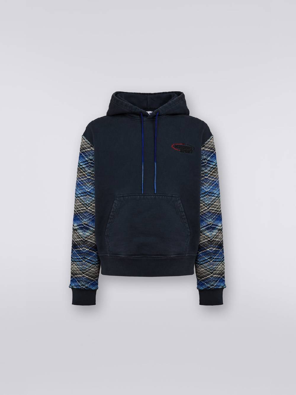 M Missoni Felpa con cappuccio in cotone con inserti in maglia Fino al 50% di sconto