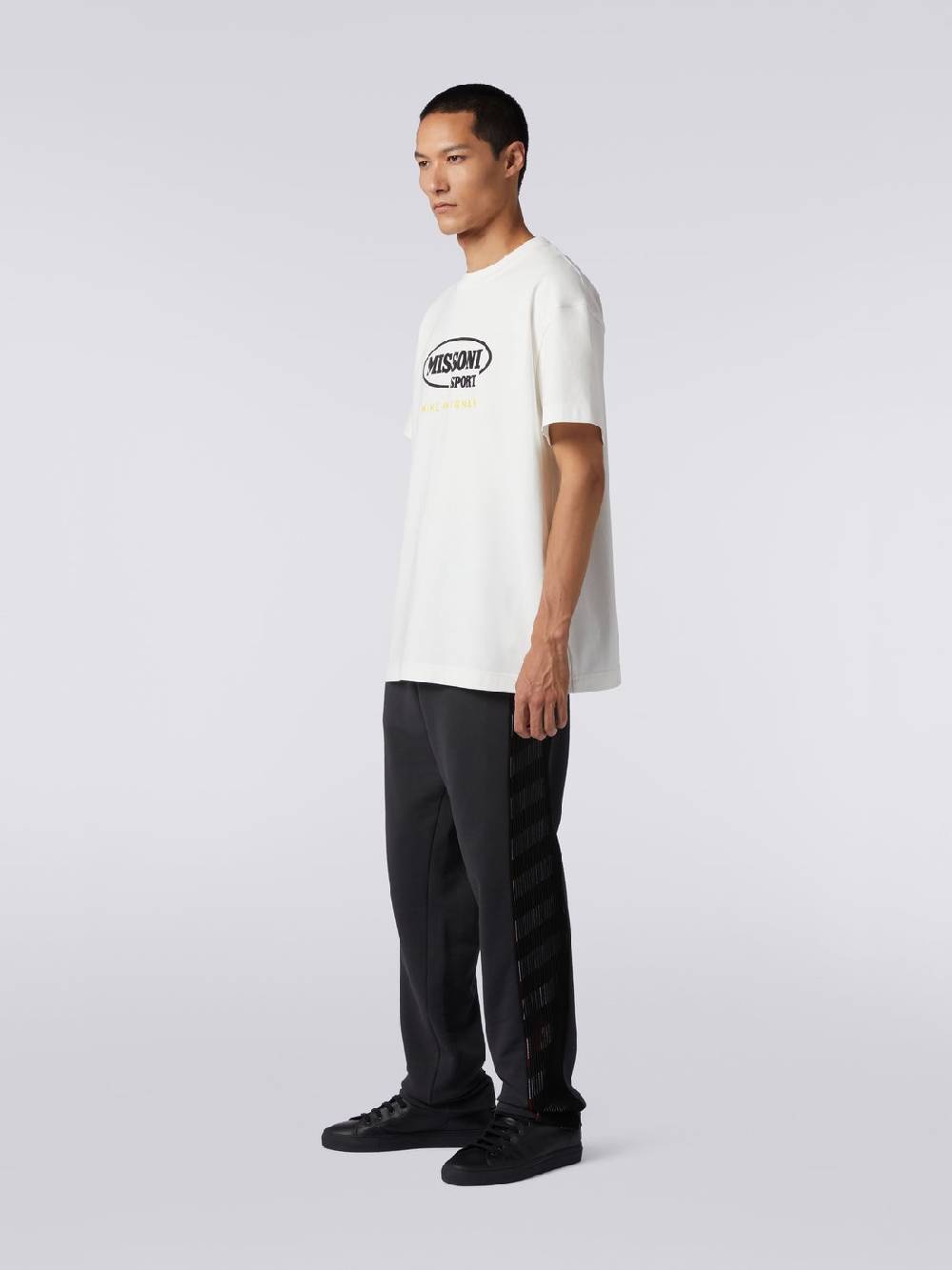M Missoni Pantaloni sportivi in cotone con inserto in maglia in collaborazione con Mike Maignan Fino al 60% di sconto