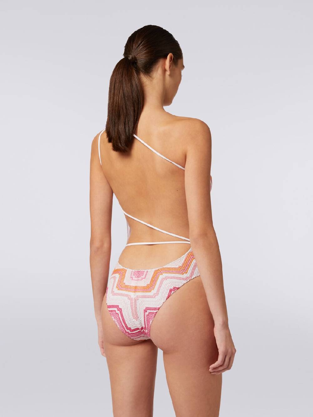 M Missoni Costume intero monospalla in crochet chevron con lurex Only for today