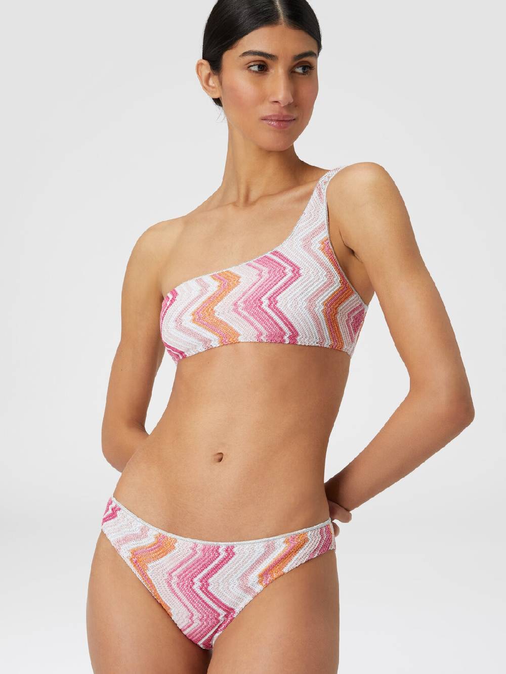 M Missoni Bikini monospalla in misto viscosa chevron con lurex Offerta speciale della fabbrica