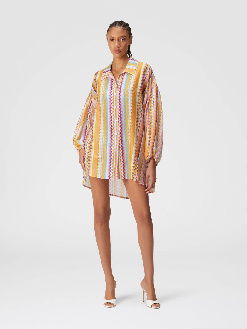 M Missoni Blusa oversize in seta e cotone stampa zig zag Discount Store per i nuovi prodotti