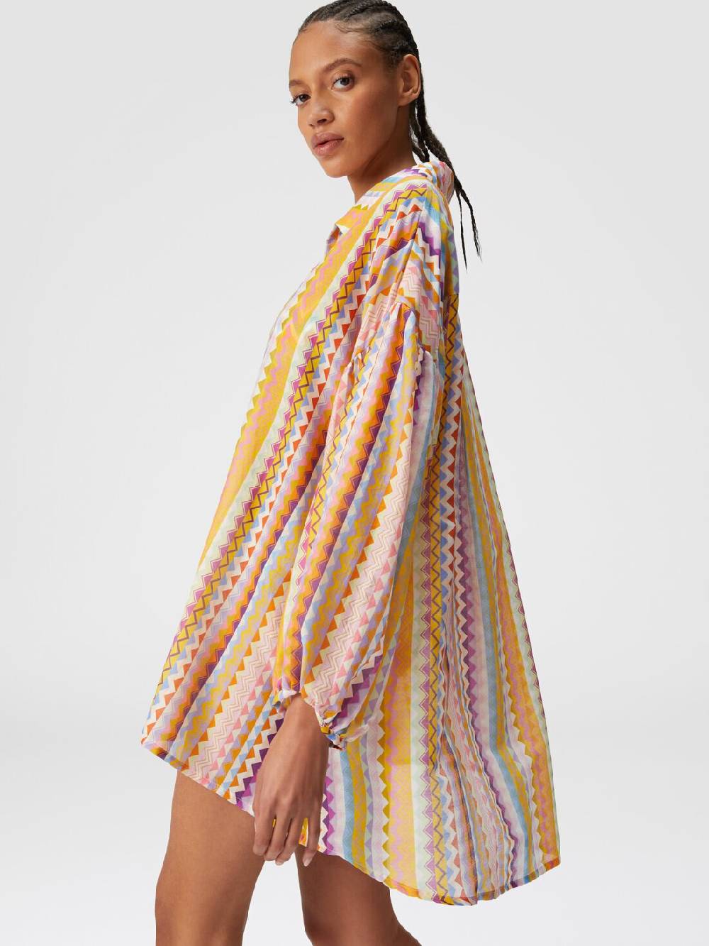 M Missoni Blusa oversize in seta e cotone stampa zig zag Discount Store per i nuovi prodotti