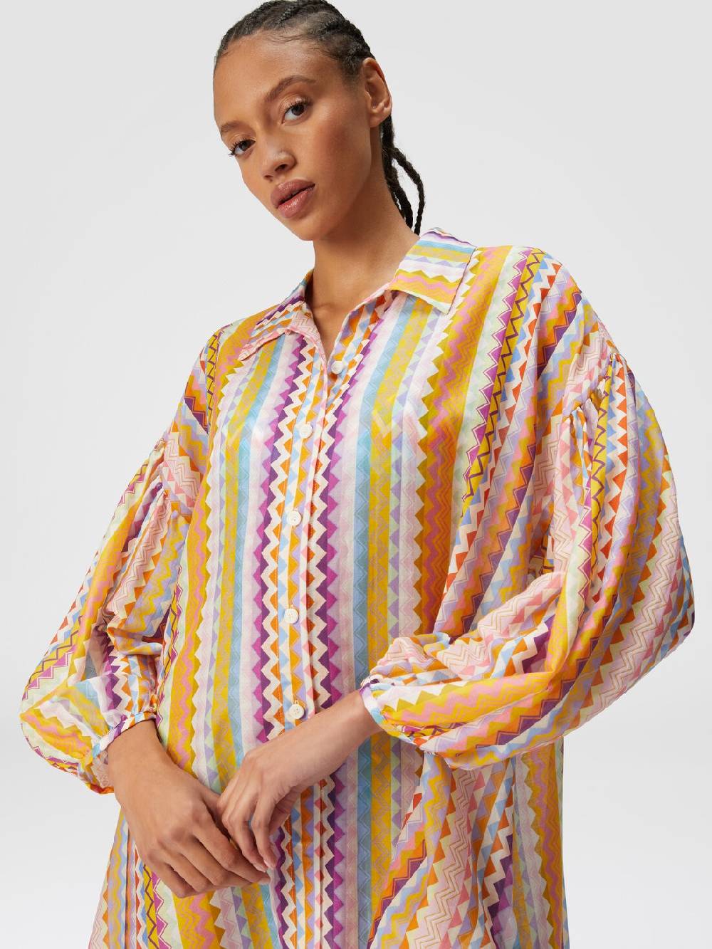 M Missoni Blusa oversize in seta e cotone stampa zig zag Discount Store per i nuovi prodotti
