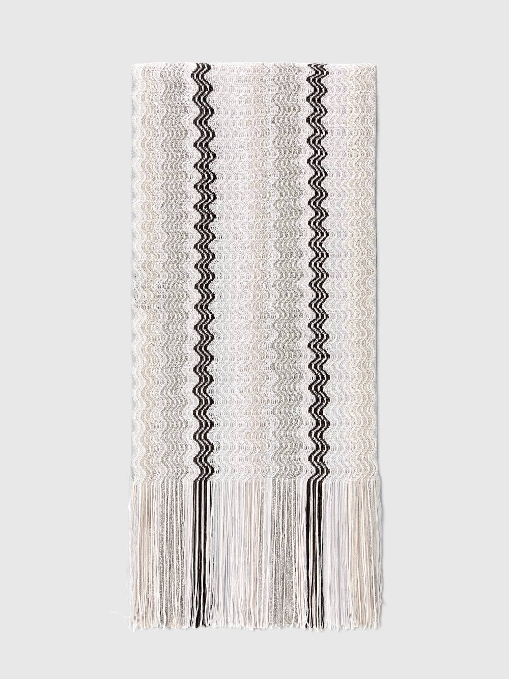 M Missoni Sciarpa in misto viscosa con motivo a onde e frange Black Friday Prezzi