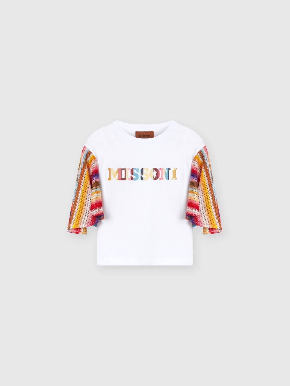 M Missoni T-shirt in cotone con inserti a contrasto e scritta logo 2025