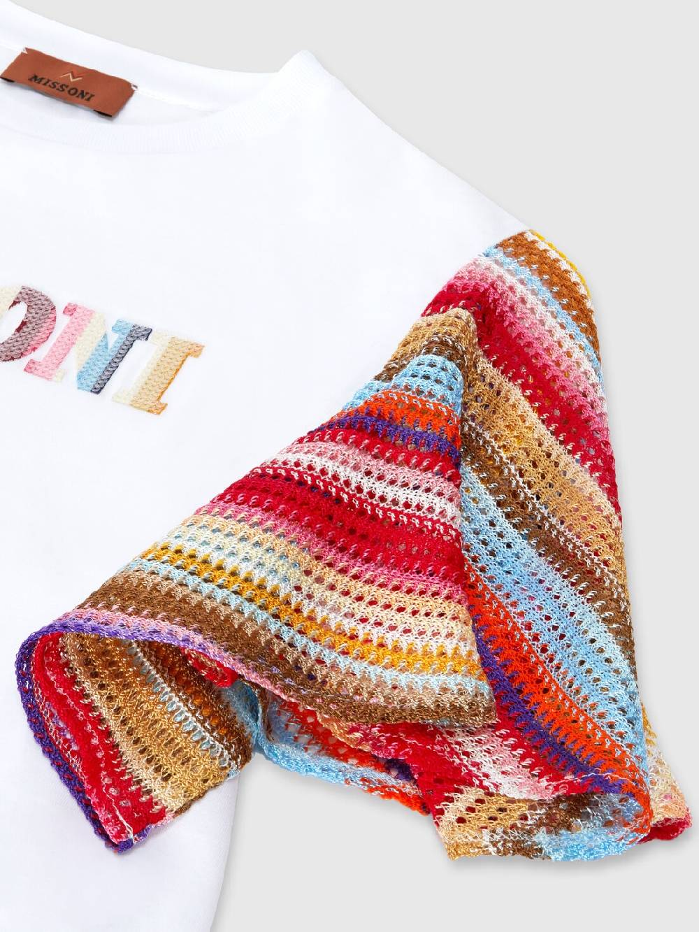 M Missoni T-shirt in cotone con inserti a contrasto e scritta logo 2025