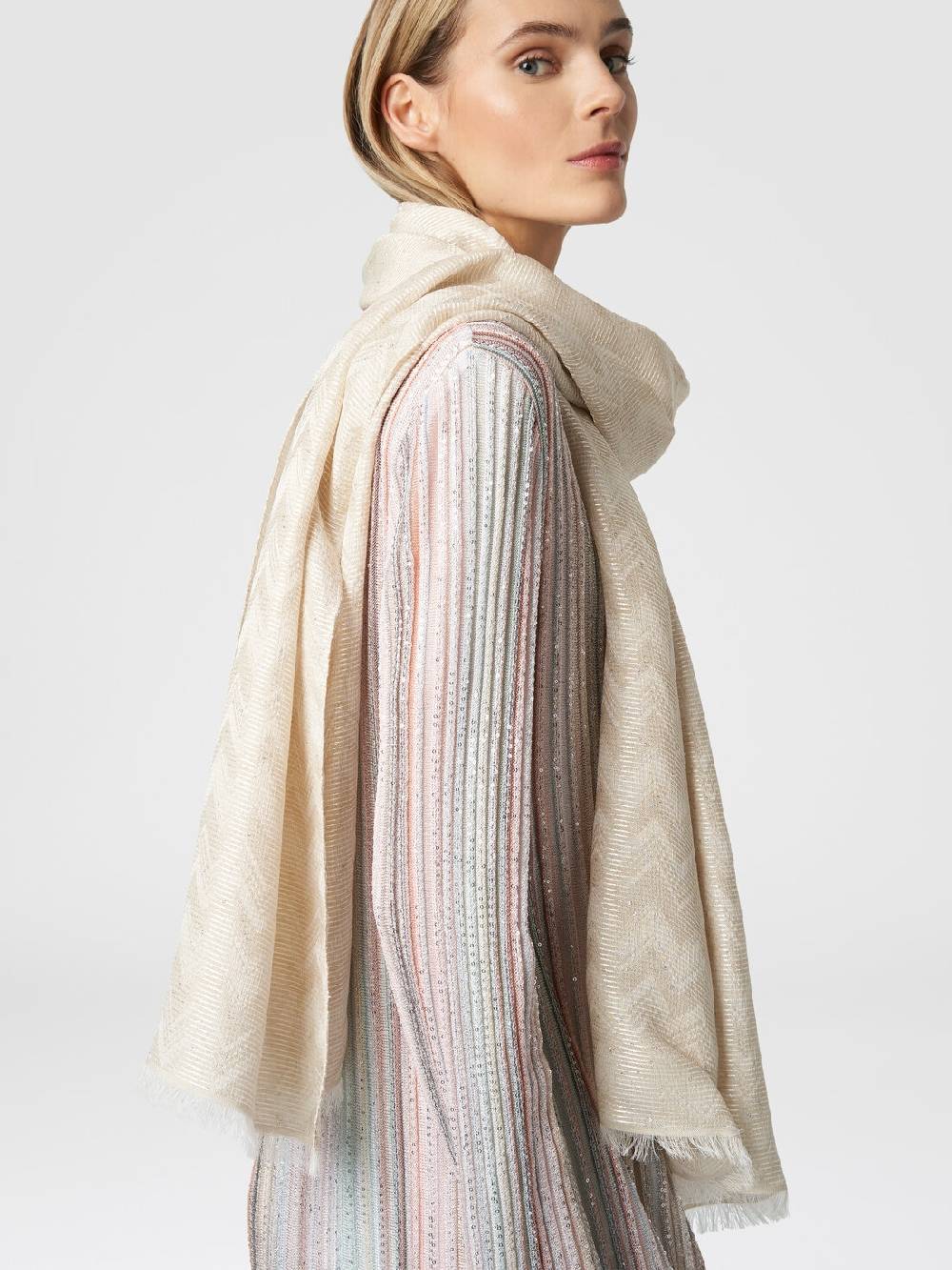 M Missoni Stola in misto viscosa chevron con paillettes Pezzi Unici