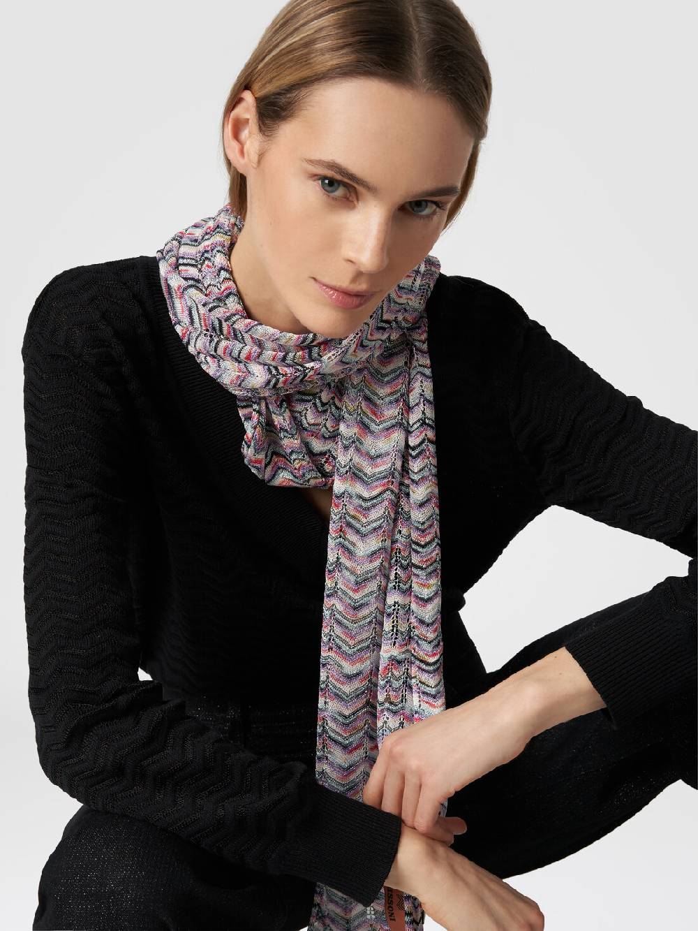 M Missoni Sciarpa in viscosa e cotone zig zag Soddisfazione Garantita