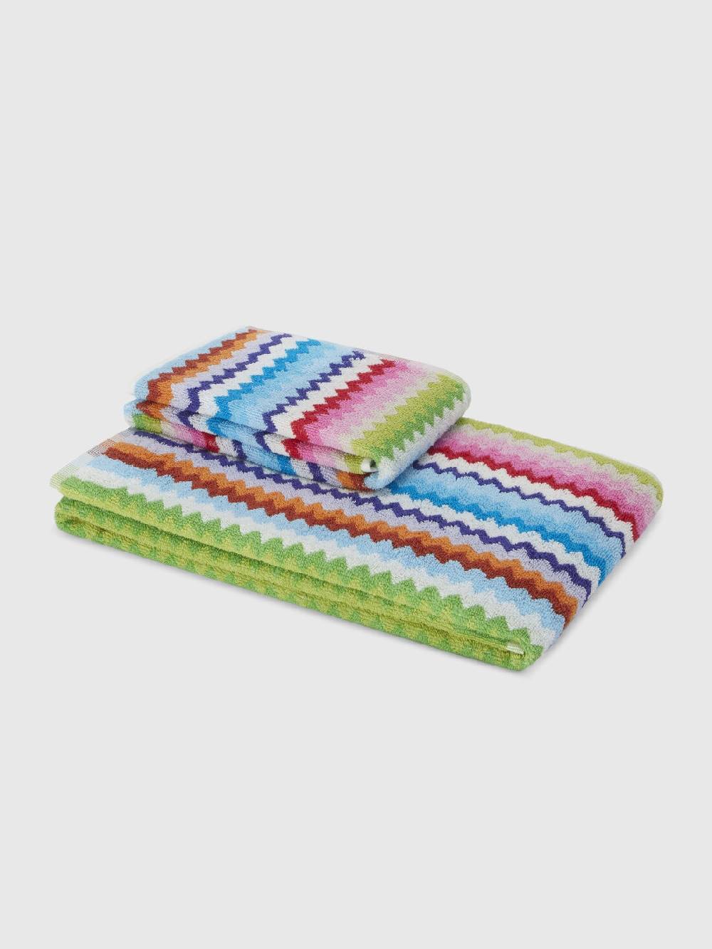 M Missoni Set 2 pezzi di asciugamani da bagno Riverbero in spugna di cotone zig zag Prezzo Ridotto