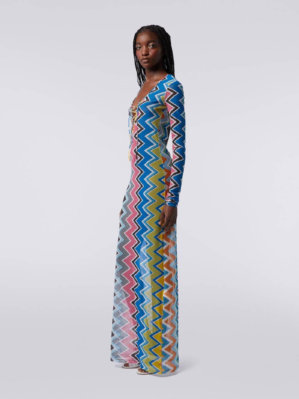 M Missoni Abito copricostume lungo in tulle stampa zig zag Novità