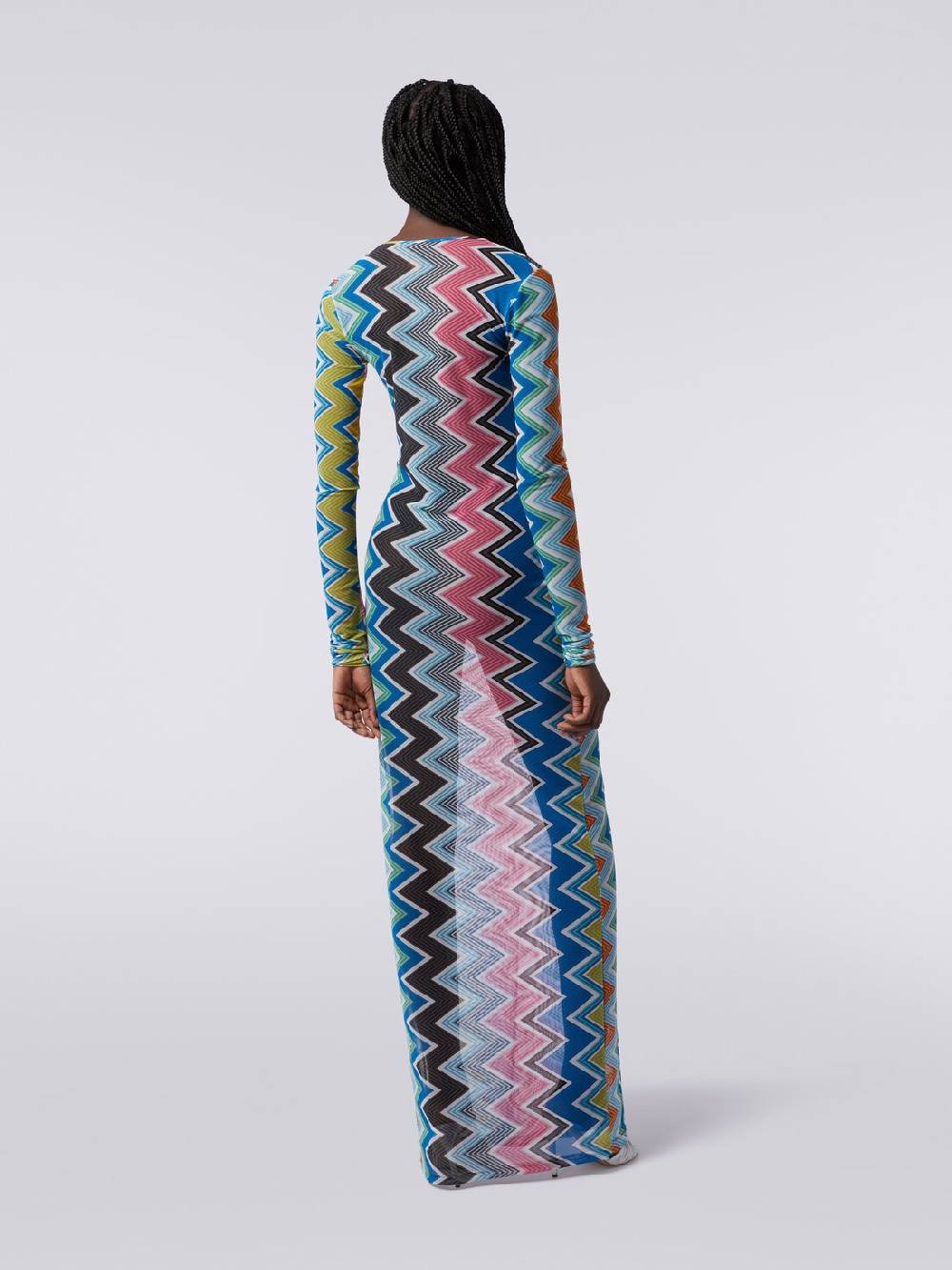 M Missoni Abito copricostume lungo in tulle stampa zig zag Novità