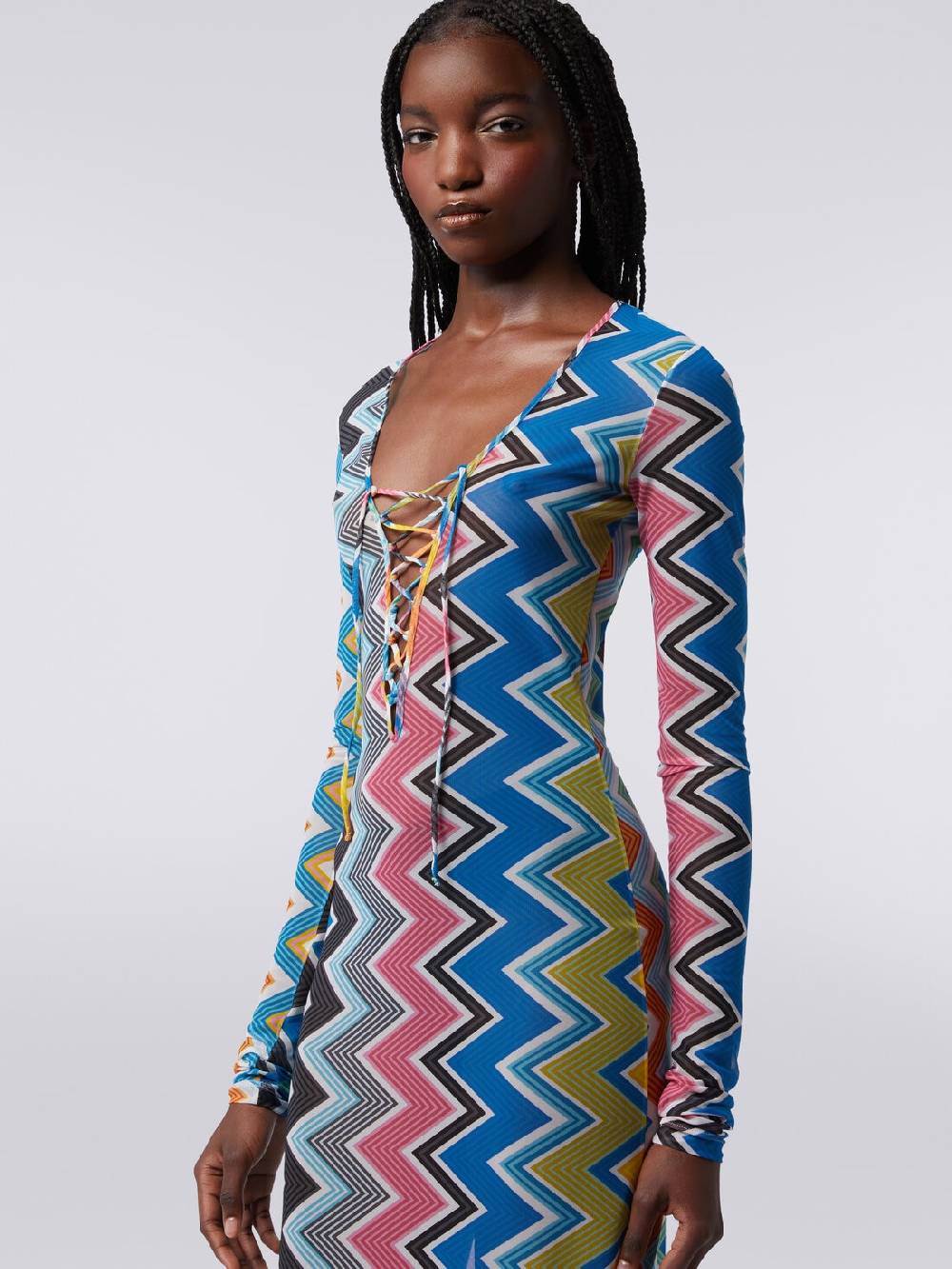 M Missoni Abito copricostume lungo in tulle stampa zig zag Novità