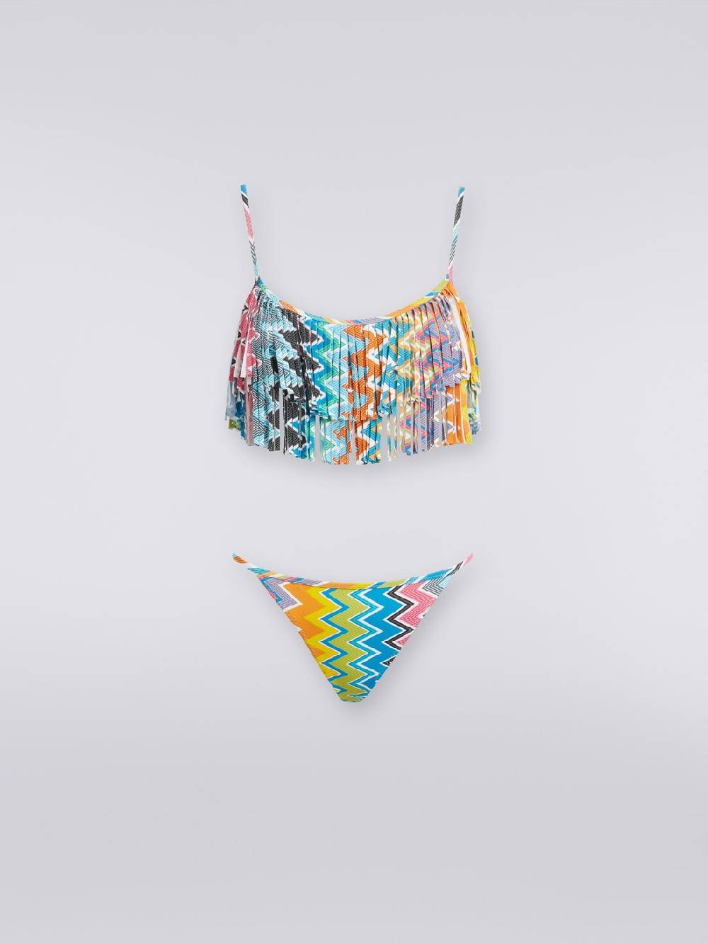 M Missoni Bikini in tessuto stretch stampato con top frange Sconto