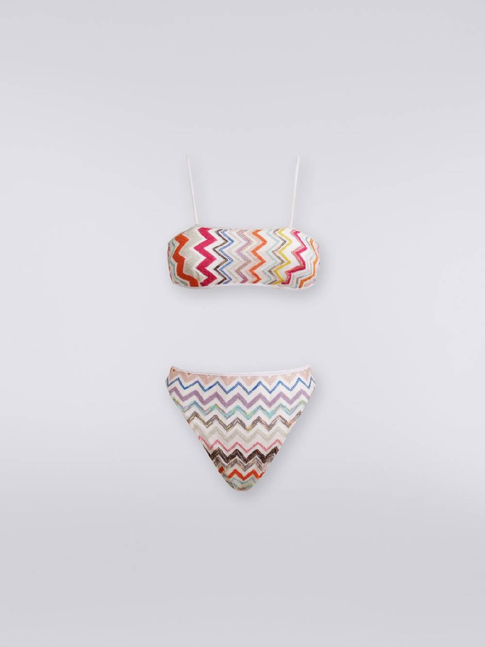 M Missoni Bikini in viscosa zig zag con lurex e slip a vita alta Offerta