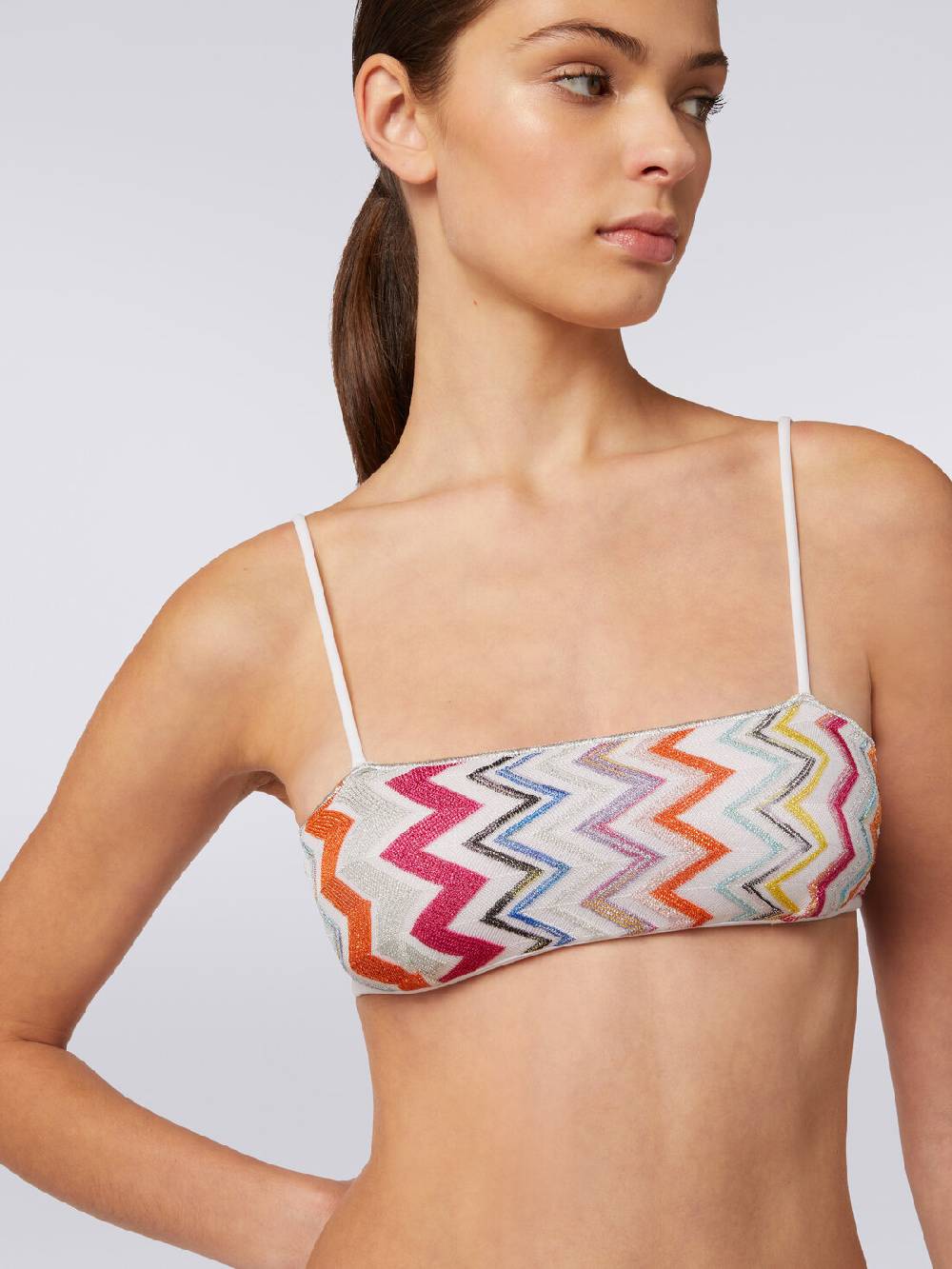 M Missoni Bikini in viscosa zig zag con lurex e slip a vita alta Offerta
