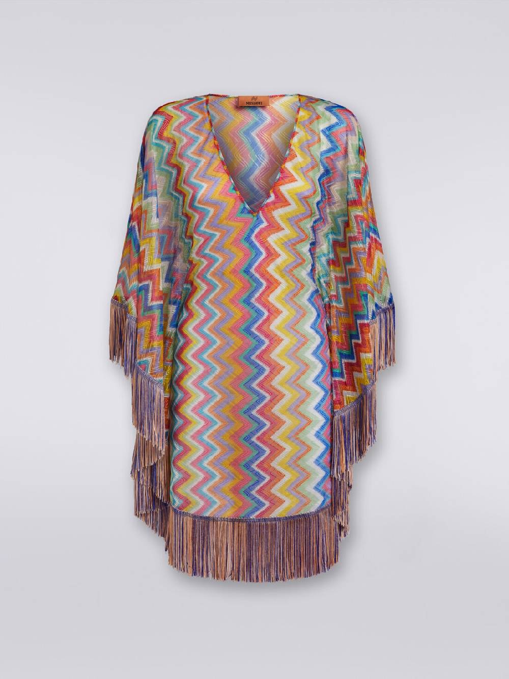 M Missoni Caftano copricostume corto stampa zig zag con frange Saldi