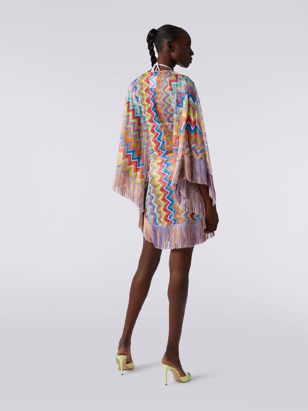 M Missoni Caftano copricostume corto stampa zig zag con frange Saldi