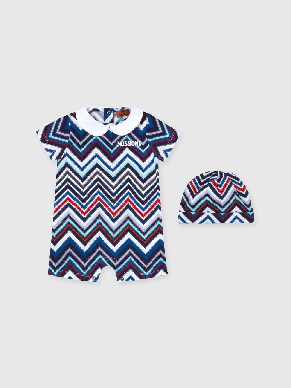 M Missoni Set due pezzi con tutina e zuccotto in cotone chevron Vendita Calda