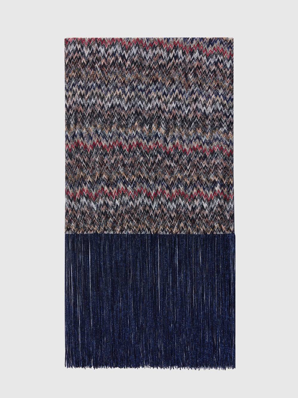 M Missoni Stola in viscosa lamé chevron con frange Vendita Economica