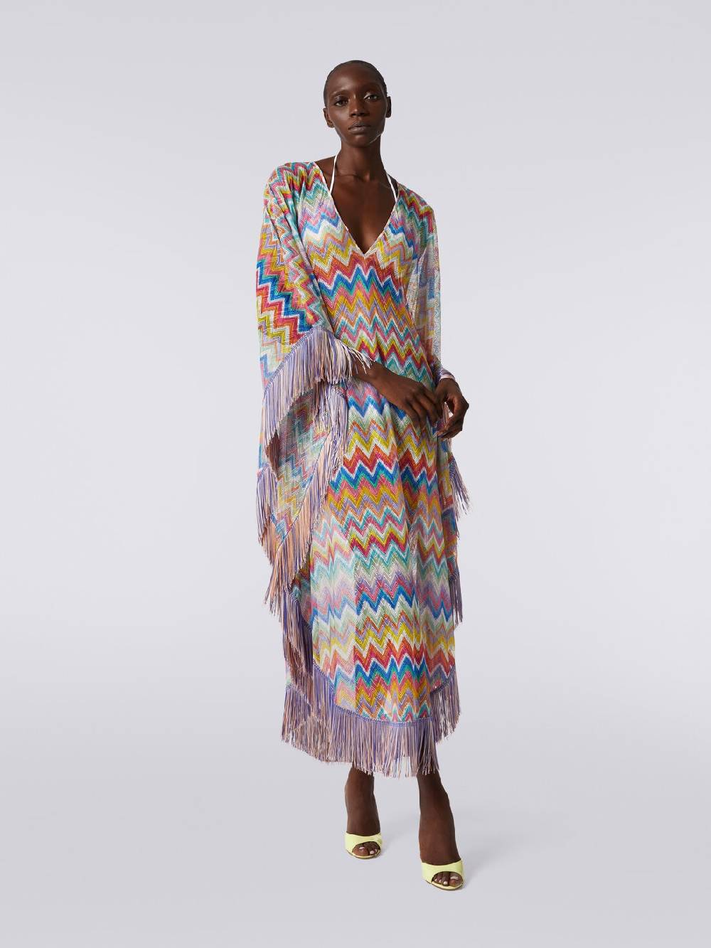 M Missoni Caftano copricostume lungo stampa zig zag con frange I Più Venduti