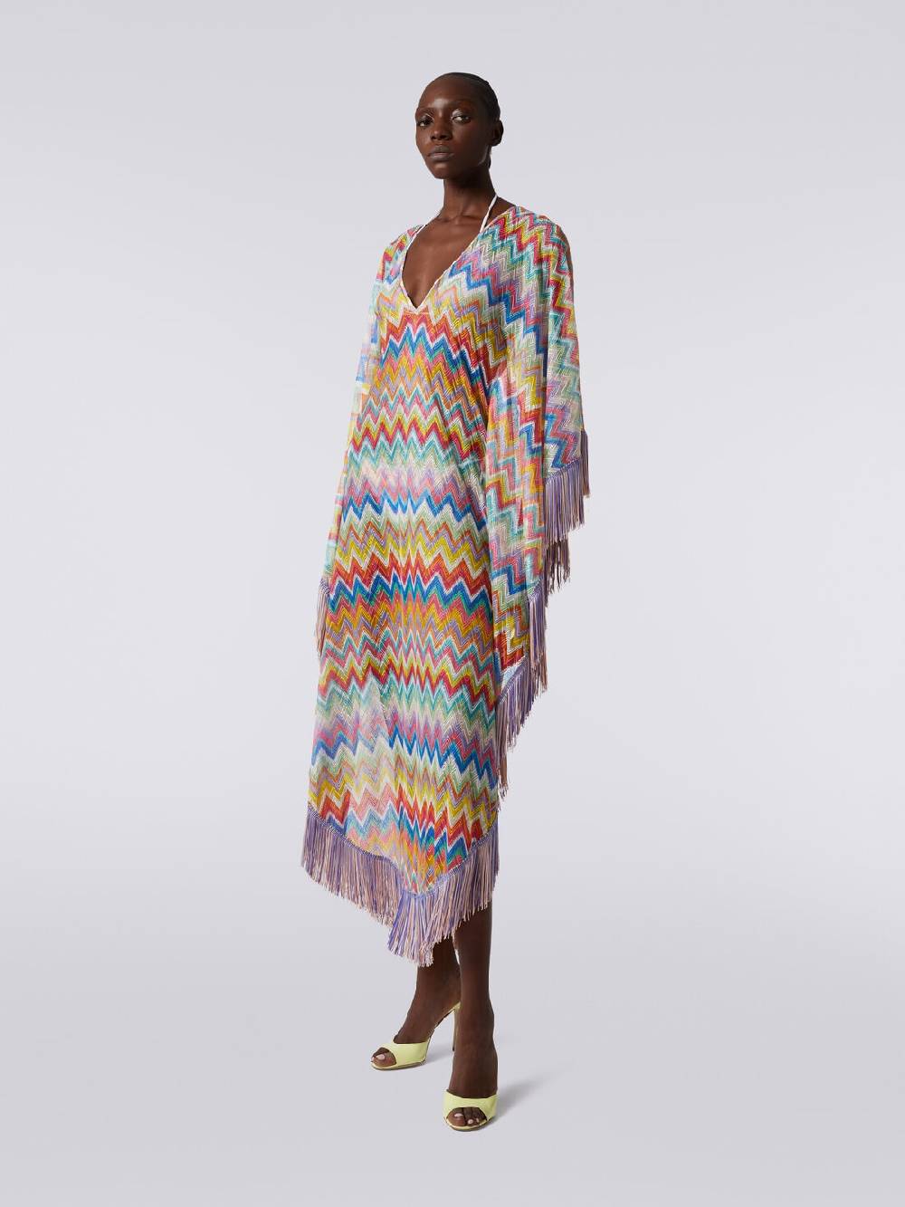 M Missoni Caftano copricostume lungo stampa zig zag con frange I Più Venduti
