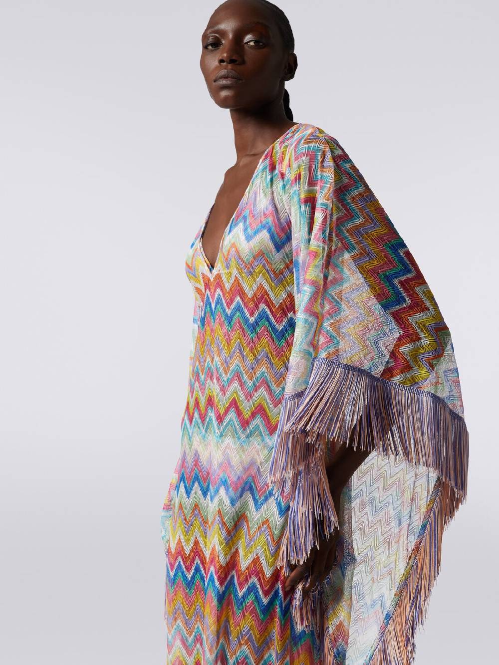 M Missoni Caftano copricostume lungo stampa zig zag con frange I Più Venduti