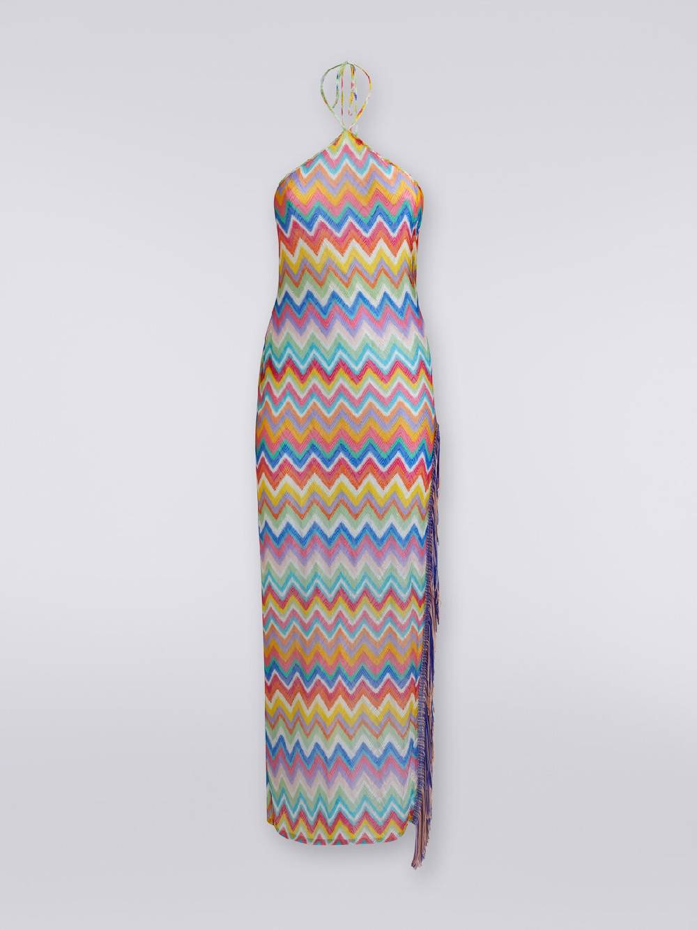 M Missoni Abito copricostume lungo stampa zig zag con frange Vendite Flash