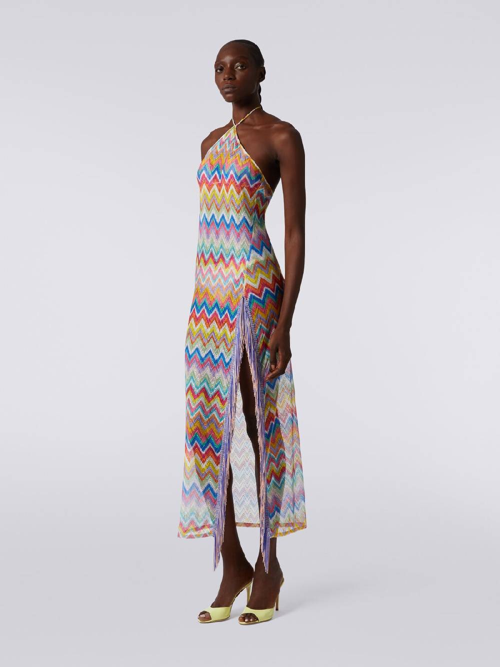 M Missoni Abito copricostume lungo stampa zig zag con frange Vendite Flash
