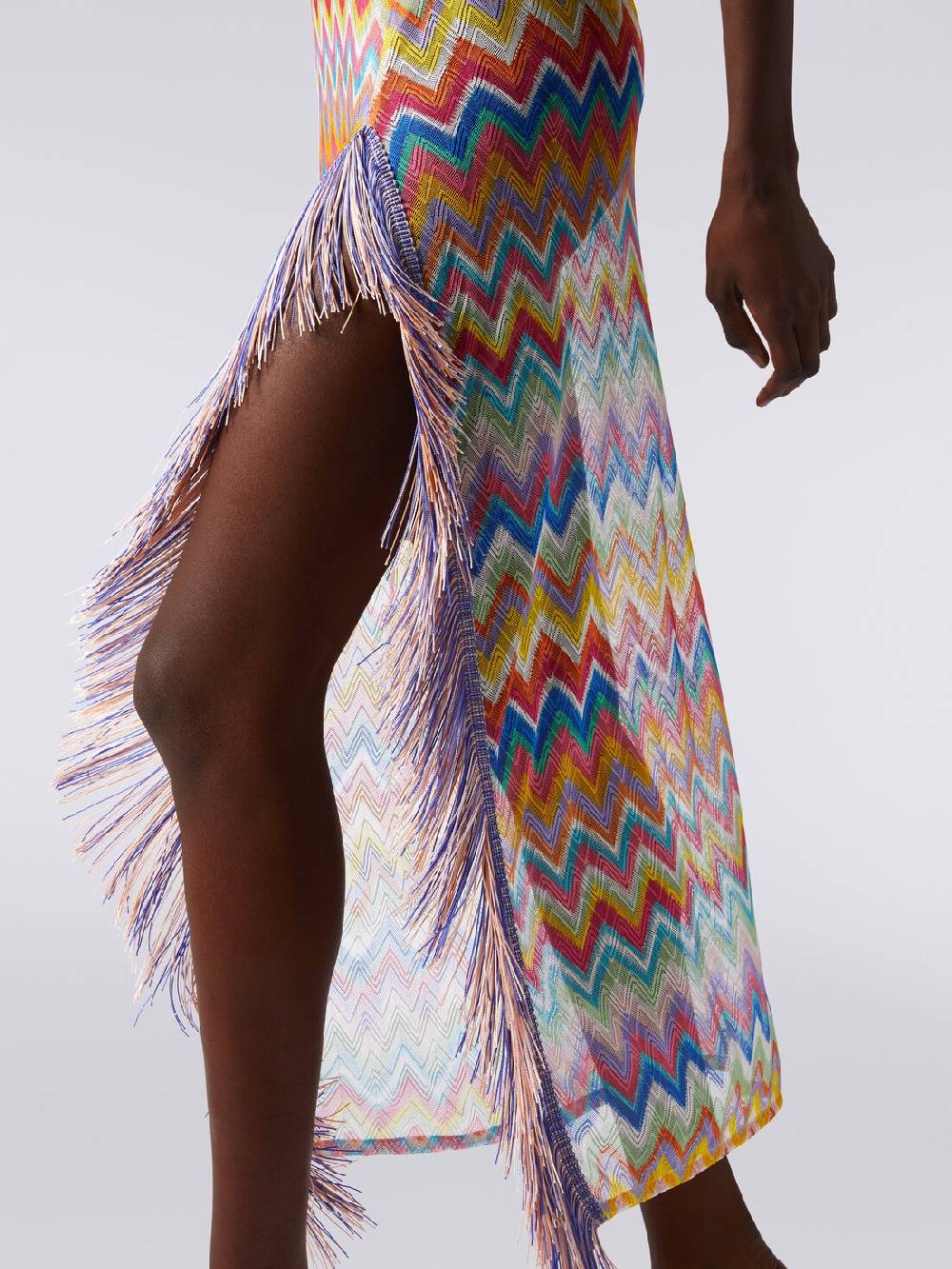 M Missoni Abito copricostume lungo stampa zig zag con frange Vendite Flash