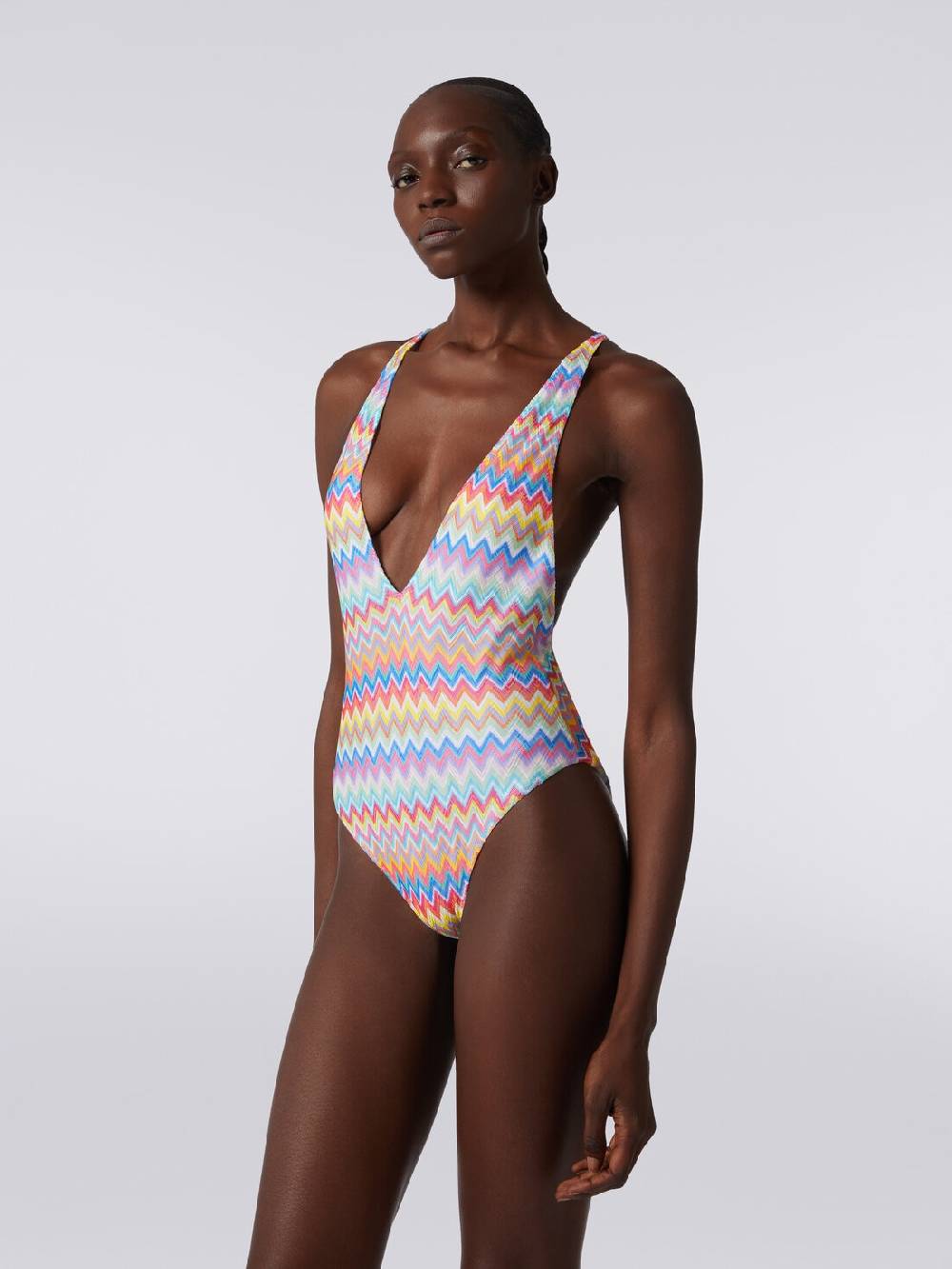 M Missoni Costume intero stampa zig zag con scollatura a V Nuova