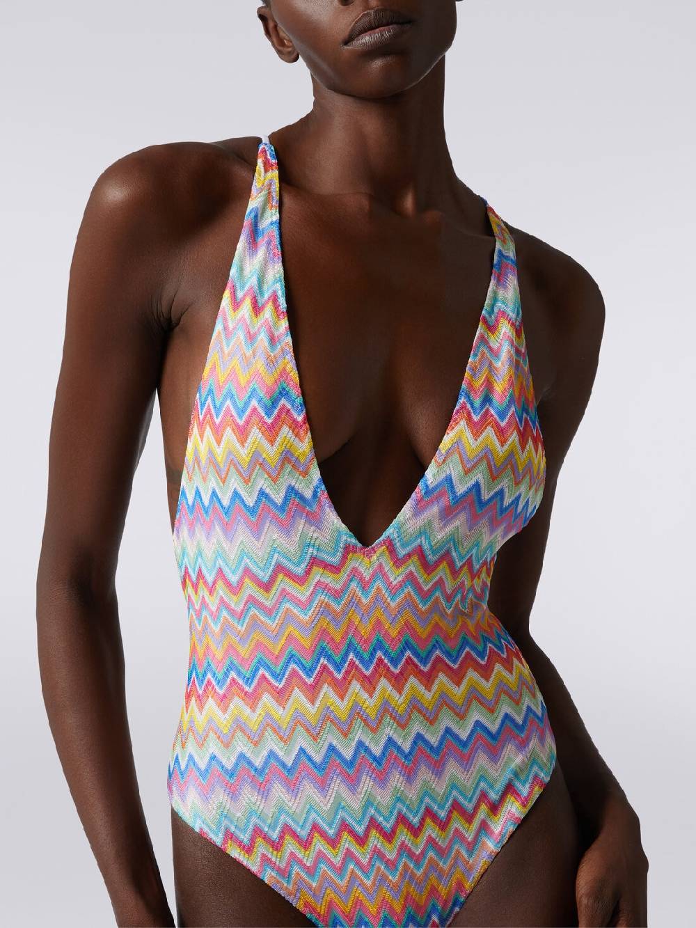 M Missoni Costume intero stampa zig zag con scollatura a V Nuova