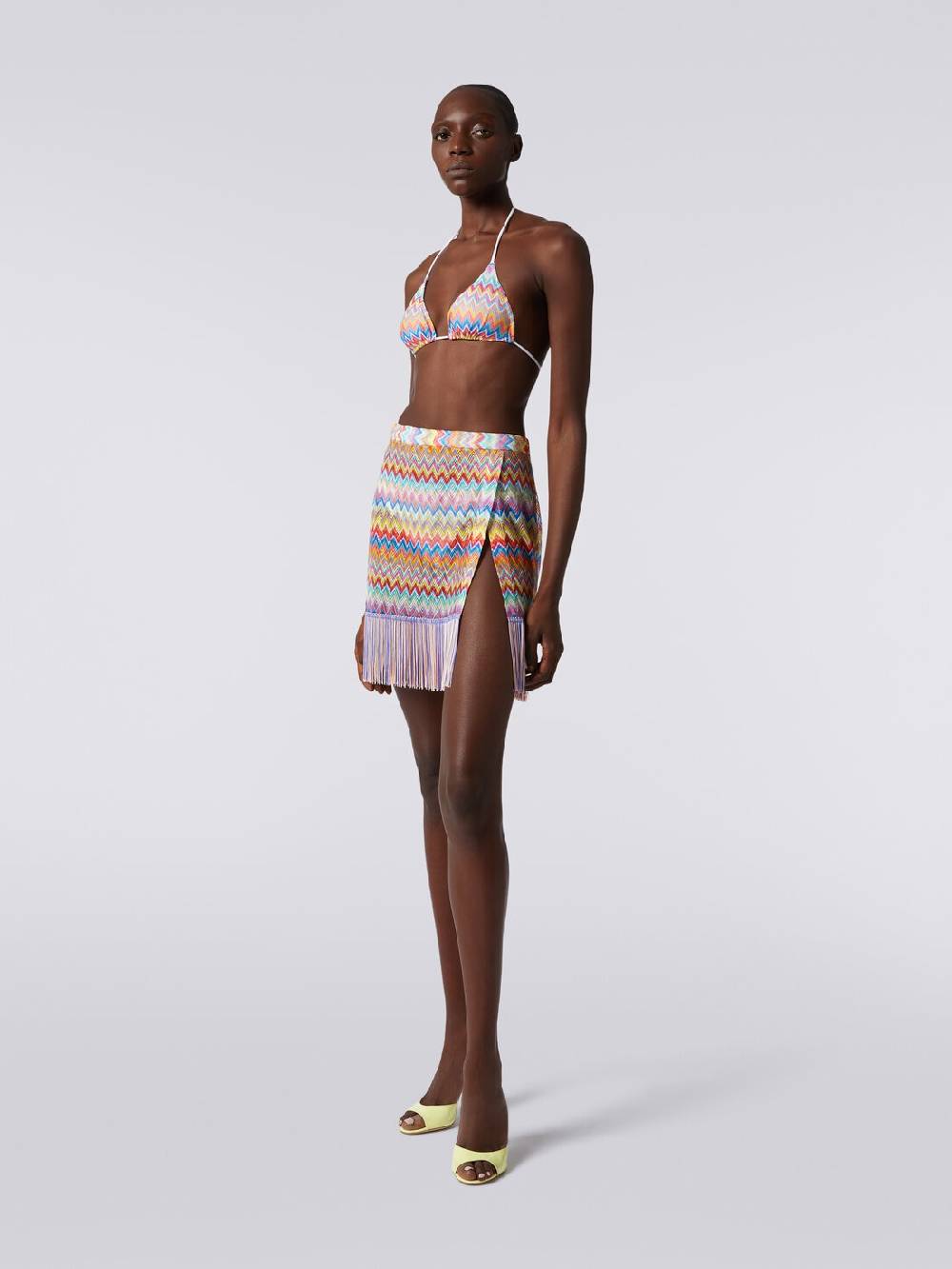 M Missoni Minigonna copricostume a portafoglio con frange Spedizione gratuita