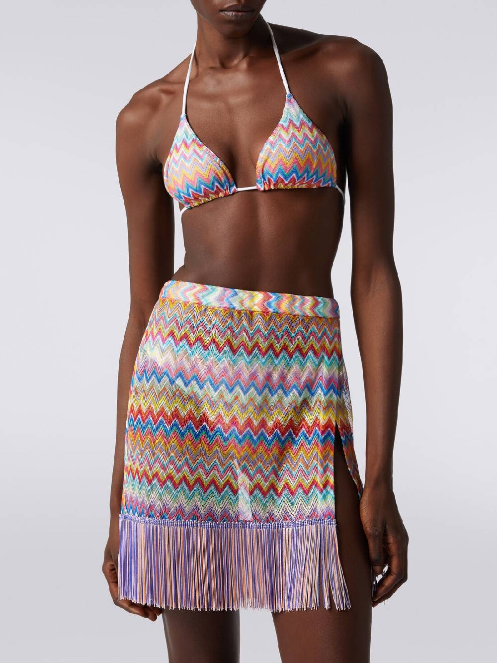 M Missoni Minigonna copricostume a portafoglio con frange Spedizione gratuita