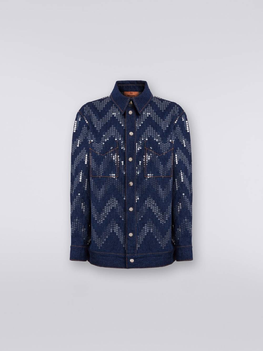 M Missoni Overshirt in denim con applicazione di paillettes Offerta natalizia