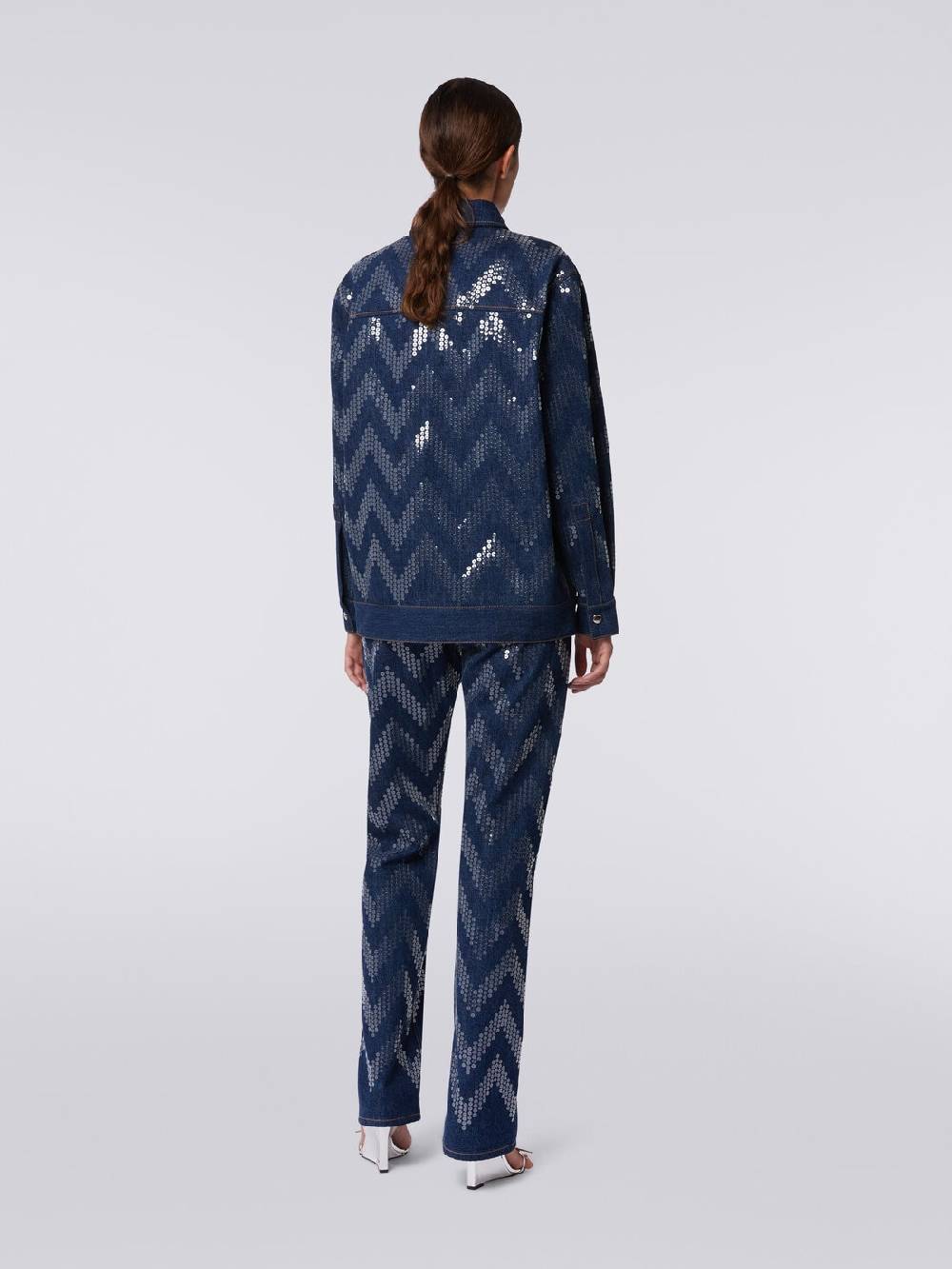 M Missoni Overshirt in denim con applicazione di paillettes Offerta natalizia