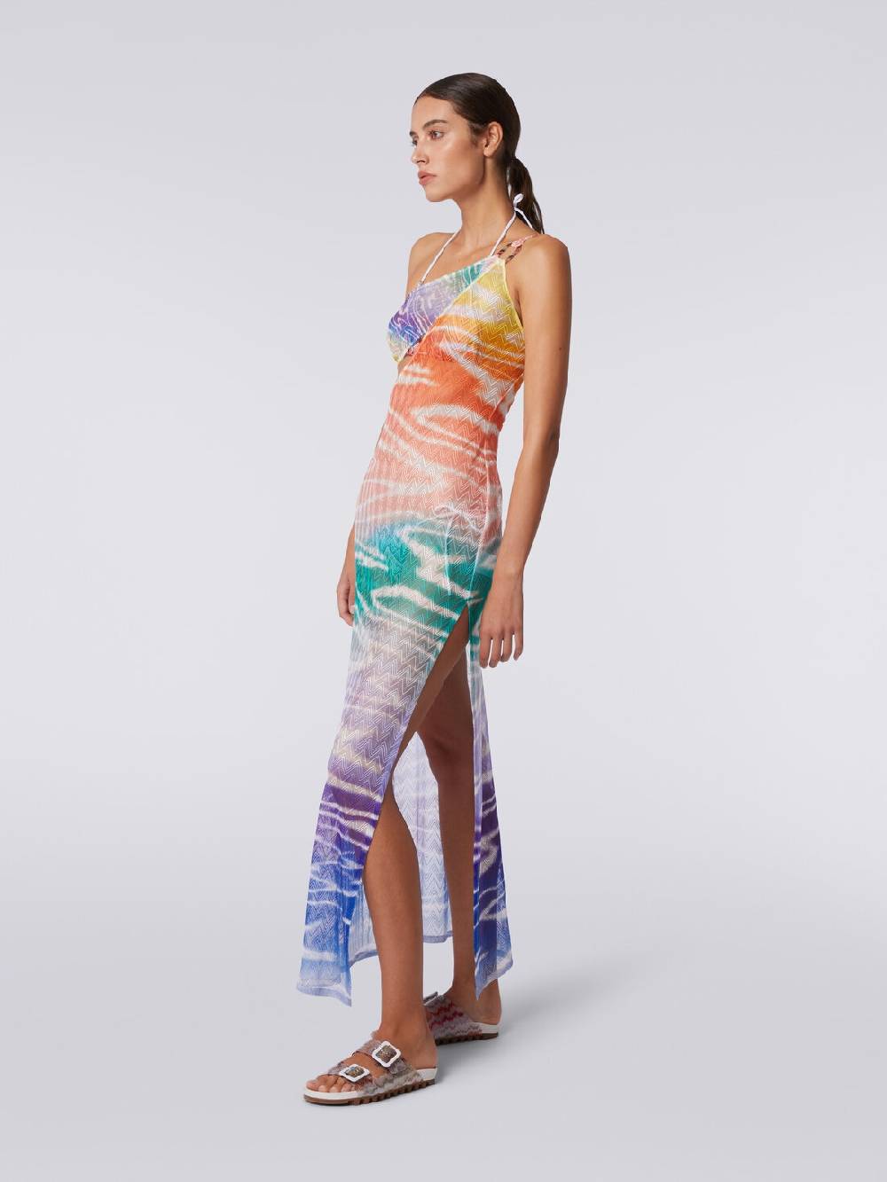 M Missoni Abito copricostume lungo monospalla stampa tie-dye Offerta Pasqua