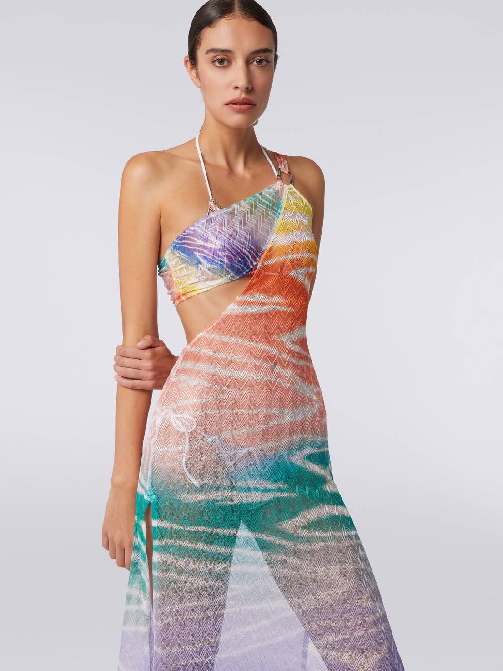 M Missoni Abito copricostume lungo monospalla stampa tie-dye Offerta Pasqua