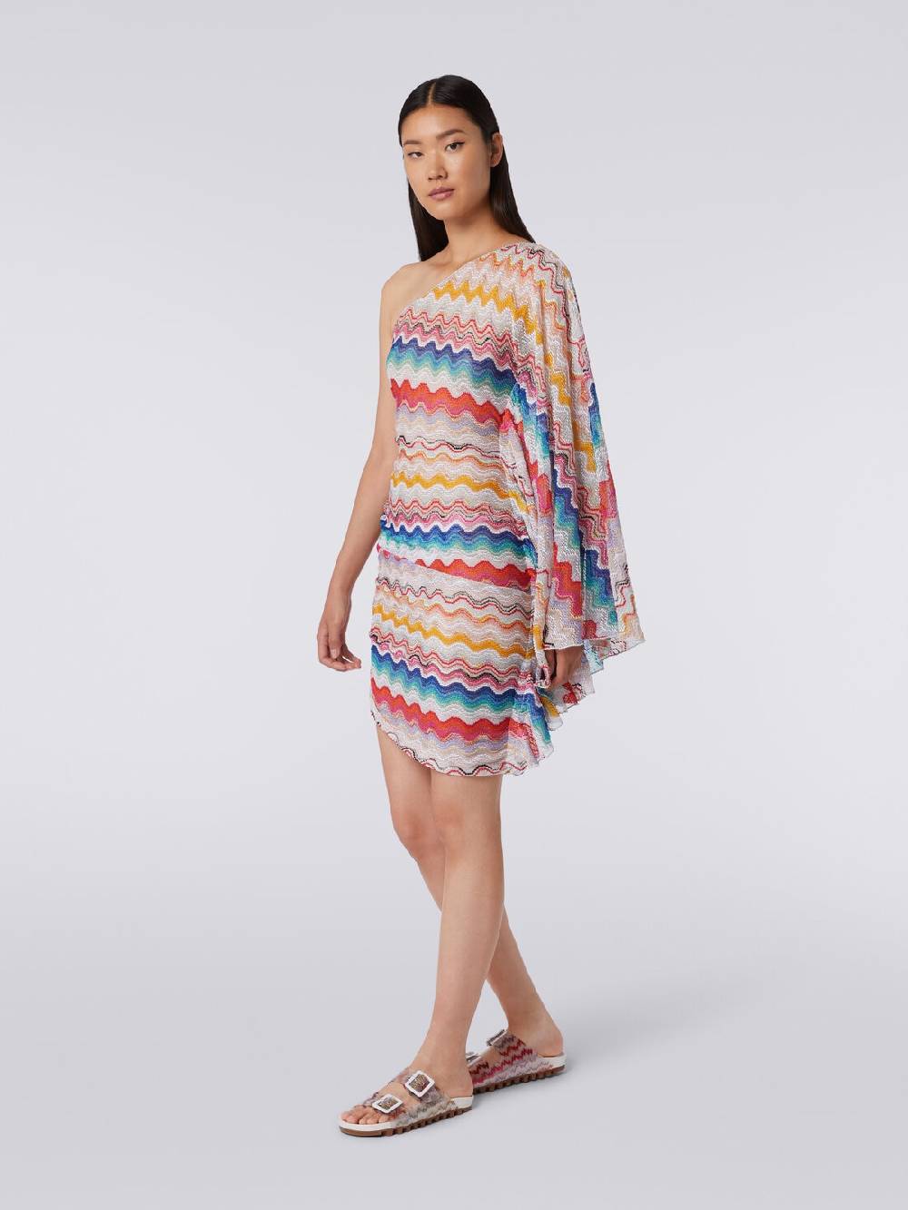 M Missoni Abito copricostume monospalla in crochet motivo onda Smaltimento dello stoccaggio