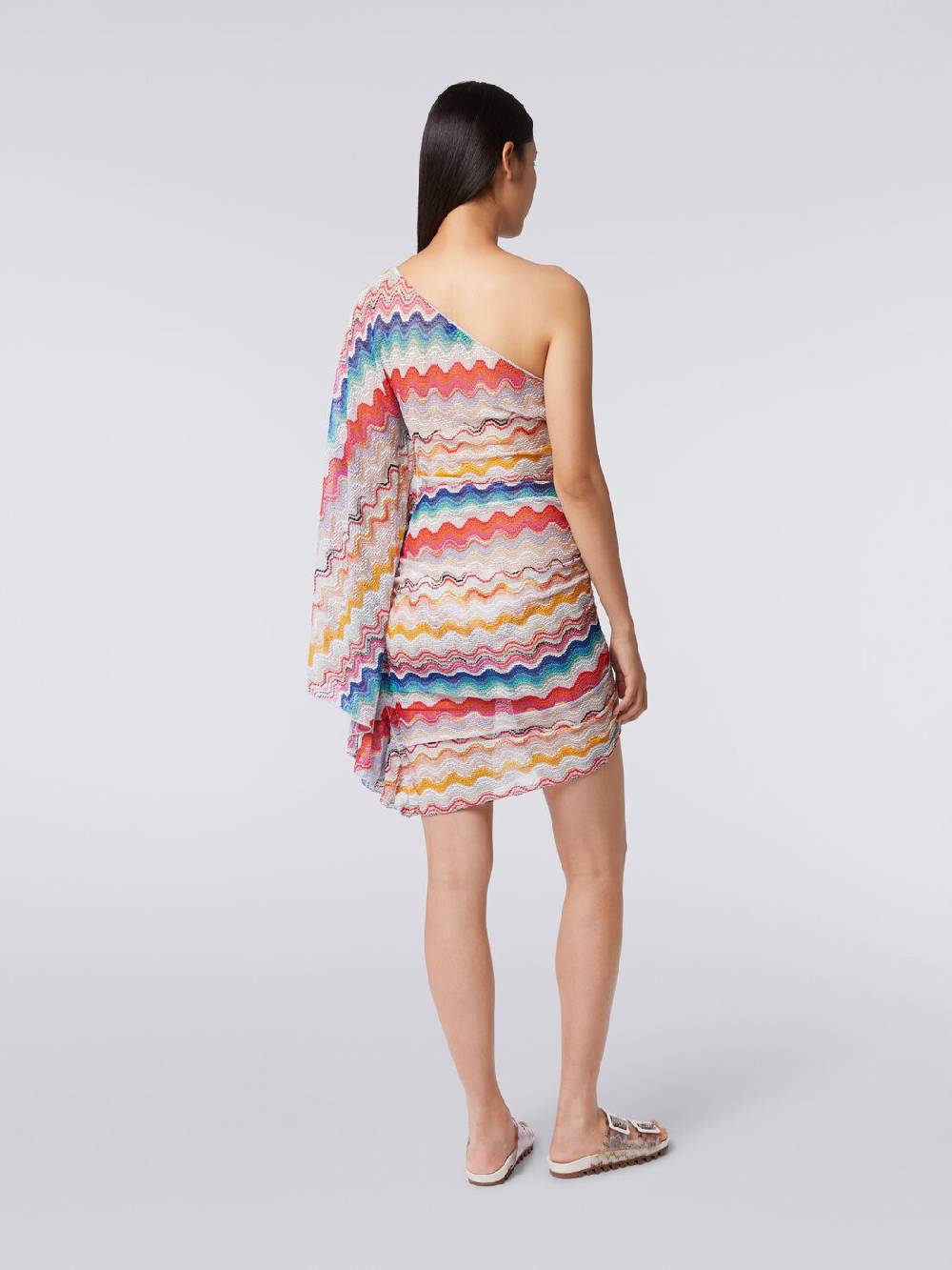 M Missoni Abito copricostume monospalla in crochet motivo onda Smaltimento dello stoccaggio