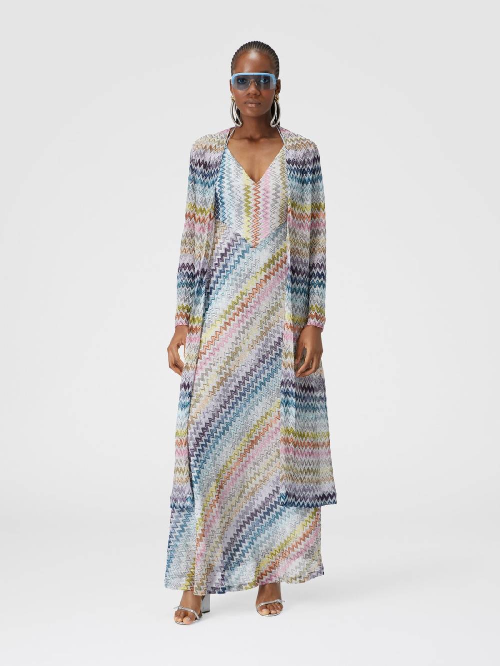 M Missoni Cardigan lungo in misto viscosa zig zag lamé Offerte esclusive