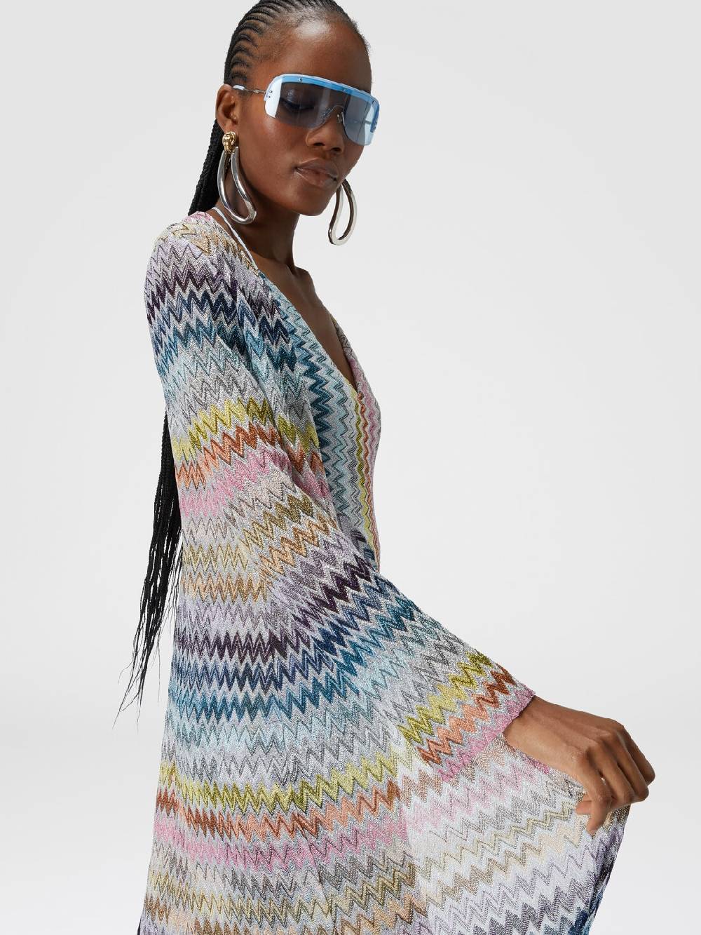 M Missoni Cardigan lungo in misto viscosa zig zag lamé Offerte esclusive