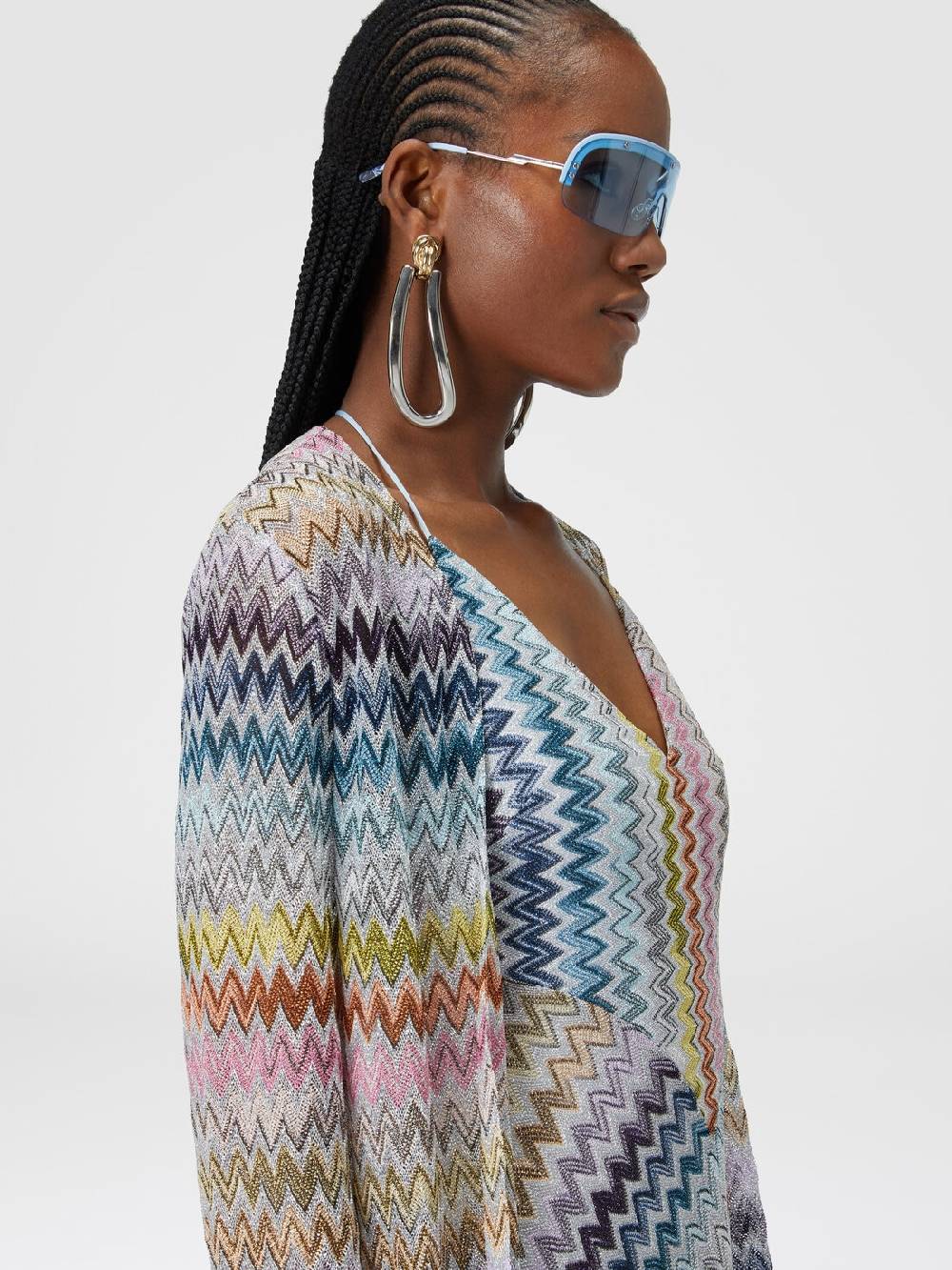 M Missoni Cardigan lungo in misto viscosa zig zag lamé Offerte esclusive