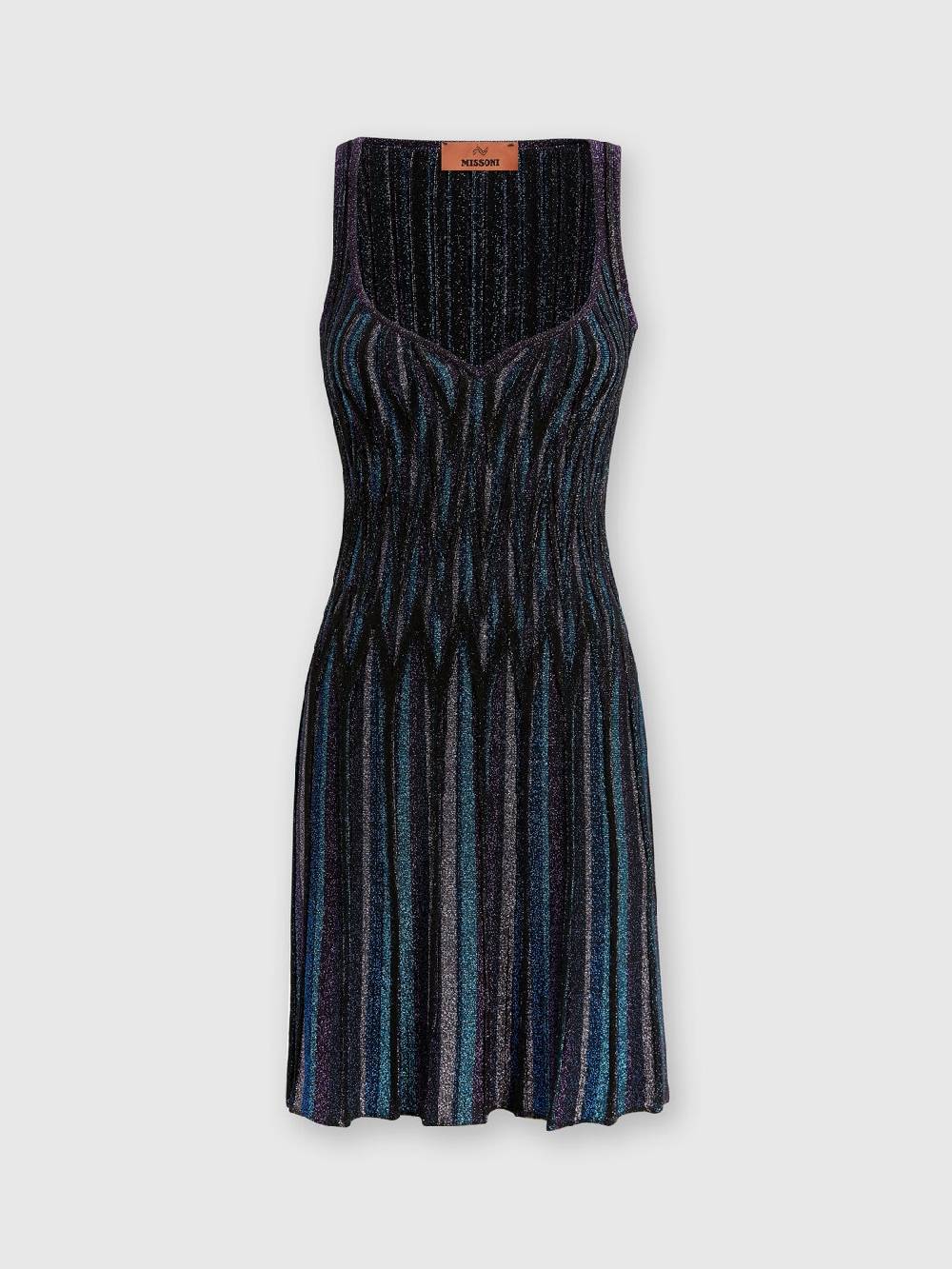 M Missoni Mini-abito motivo diamante lamé con scollatura a cuore Lightning offer