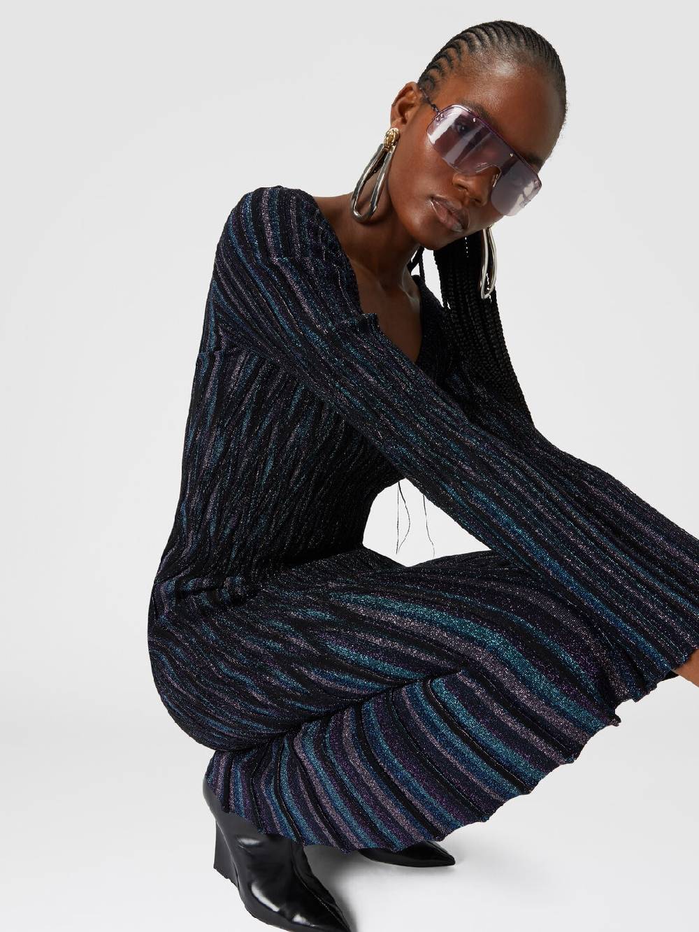 M Missoni Gonna midi svasata motivo diamante lamé Grandi sconti