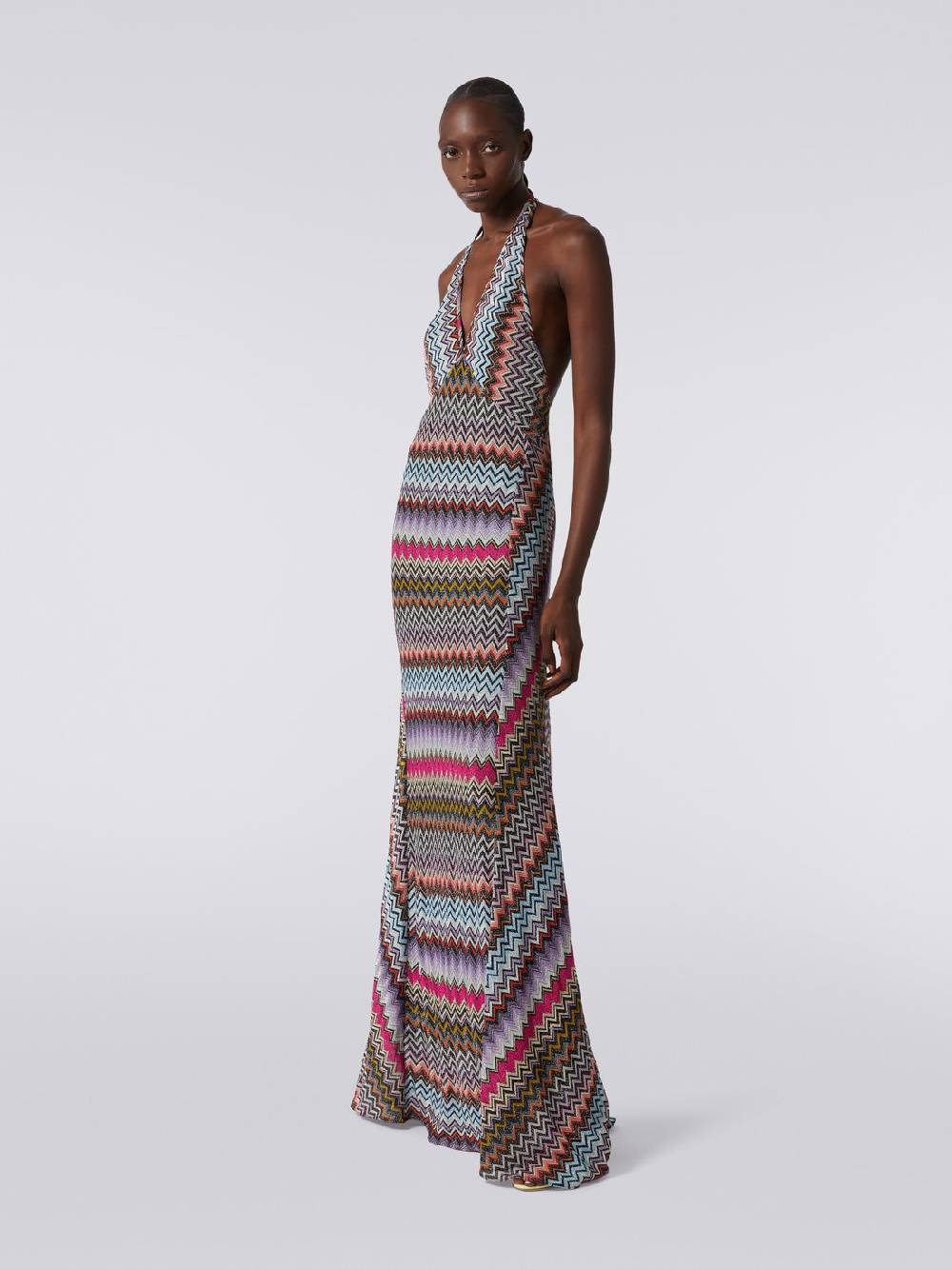 M Missoni Abito lungo in viscosa zig zag con lurex Nuovi prodotti