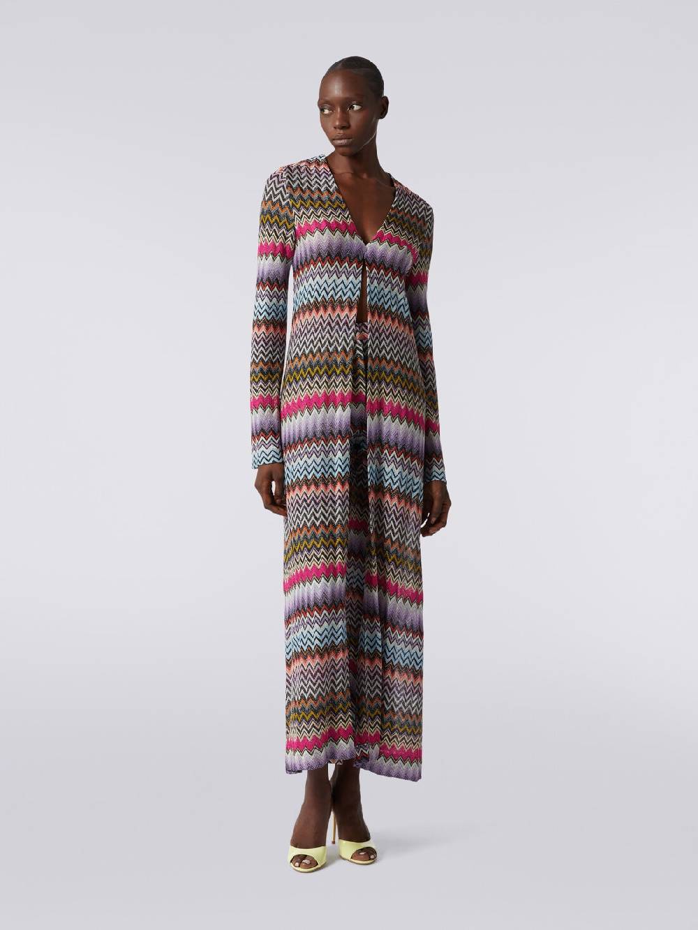 M Missoni Cardigan lungo in viscosa zig zag con lurex Bestseller