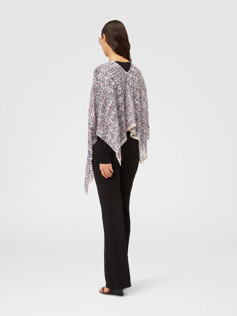 M Missoni Poncho in maglia di viscosa e cotone chevron Liquidazione