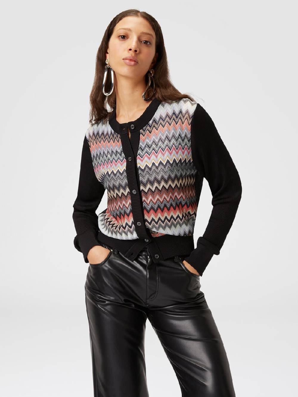 M Missoni Cardigan corto in viscosa chevron Sconti VIP